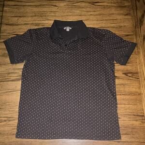 Planet B Men's Black Polka Dot Polo Shirt Short Sleeve 60% Cotton Size Medium